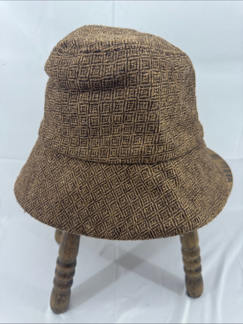 Ally Capellino Luxury Womens Textured Wool Brown Bucket Hat